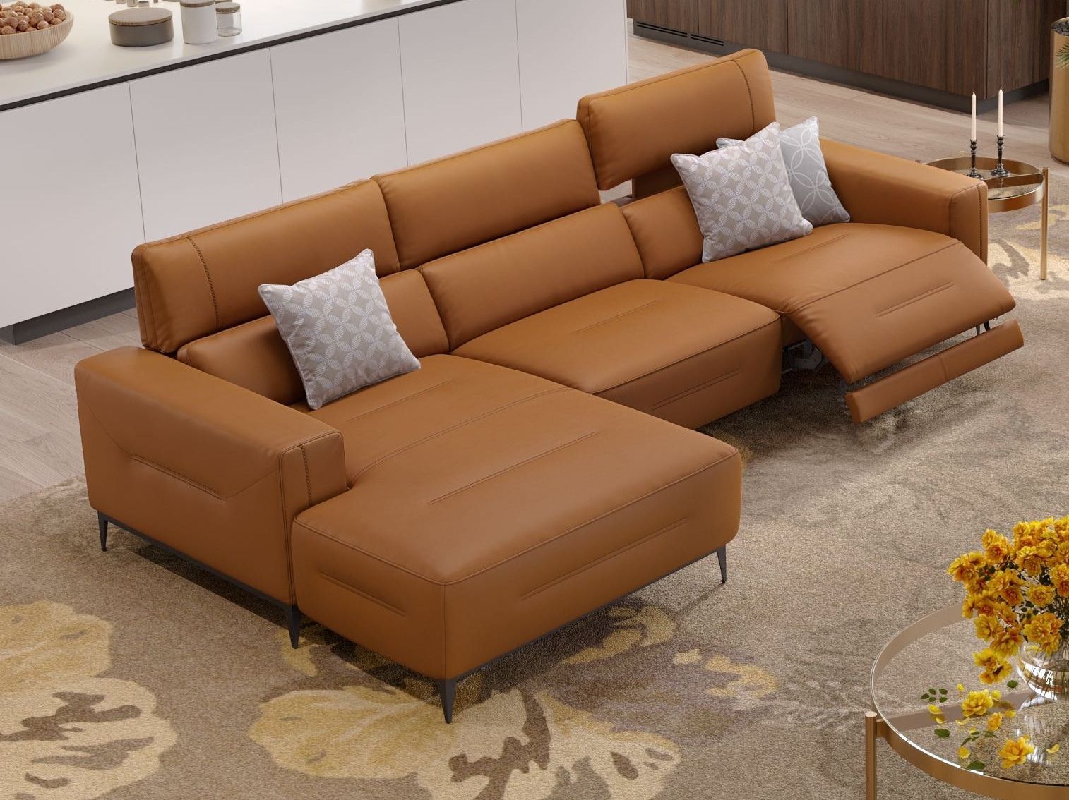 Кожаный угловой диван с шезлонгом Sofanella Teramo ARCH-00118539 - Вид №4