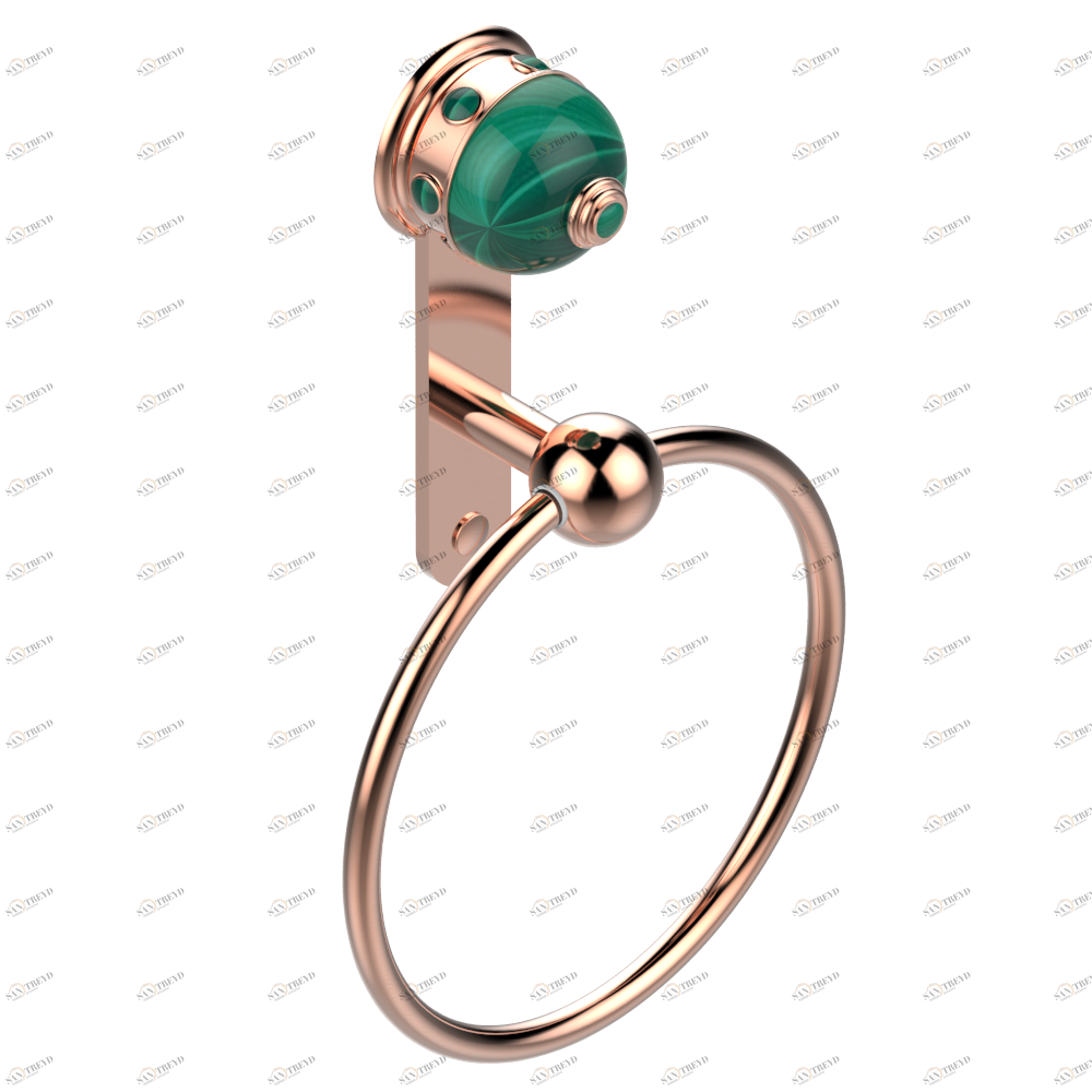 A1V-504N Полотенцедержатель-кольцо-Ø 180 мм одинарное Thg-paris Sully с малахитом Розовое золото A1V-504N CAT.F