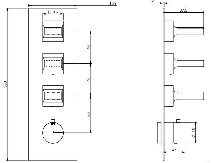 Набор для душа из латуни с насадкой для душа Rubinetterie Treemme ARCH-00012244 - Вид №1