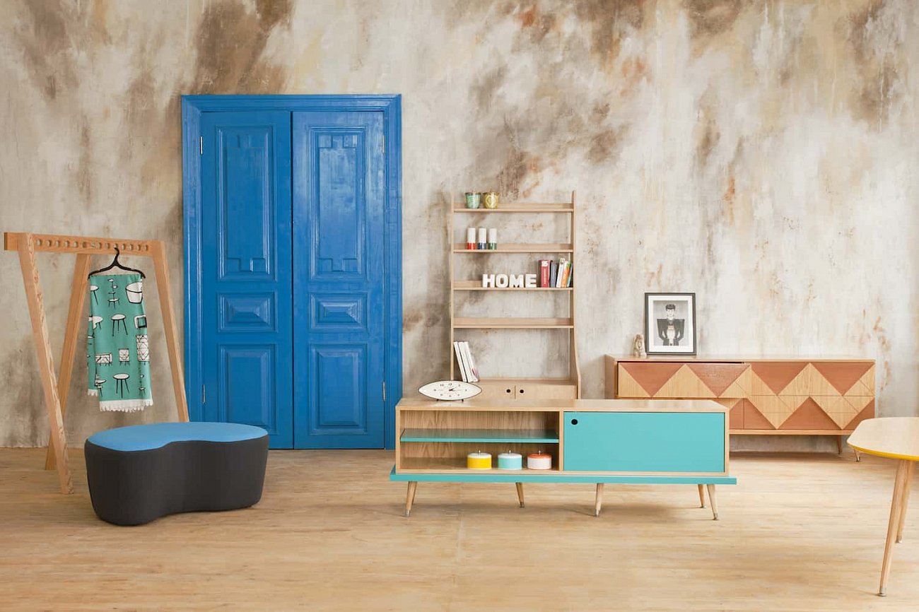 Тумба под телевизор с деревянными ножками темно-серая TiWi WOODI  00-3965887 Бежевый;серый  - Вид №2