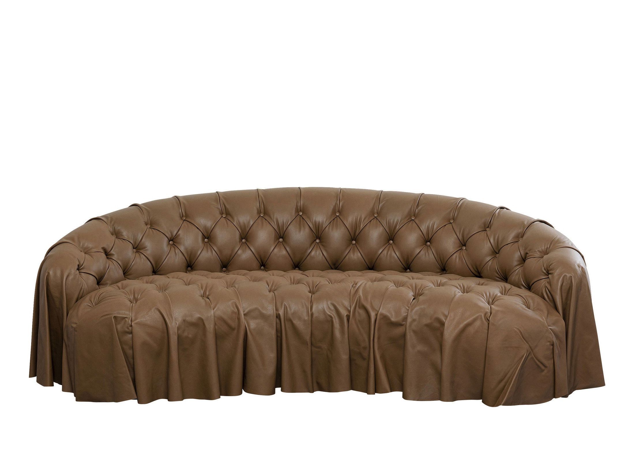 3-местный кожаный капитонный диван KARE Design DRAPES ARCH-00116329