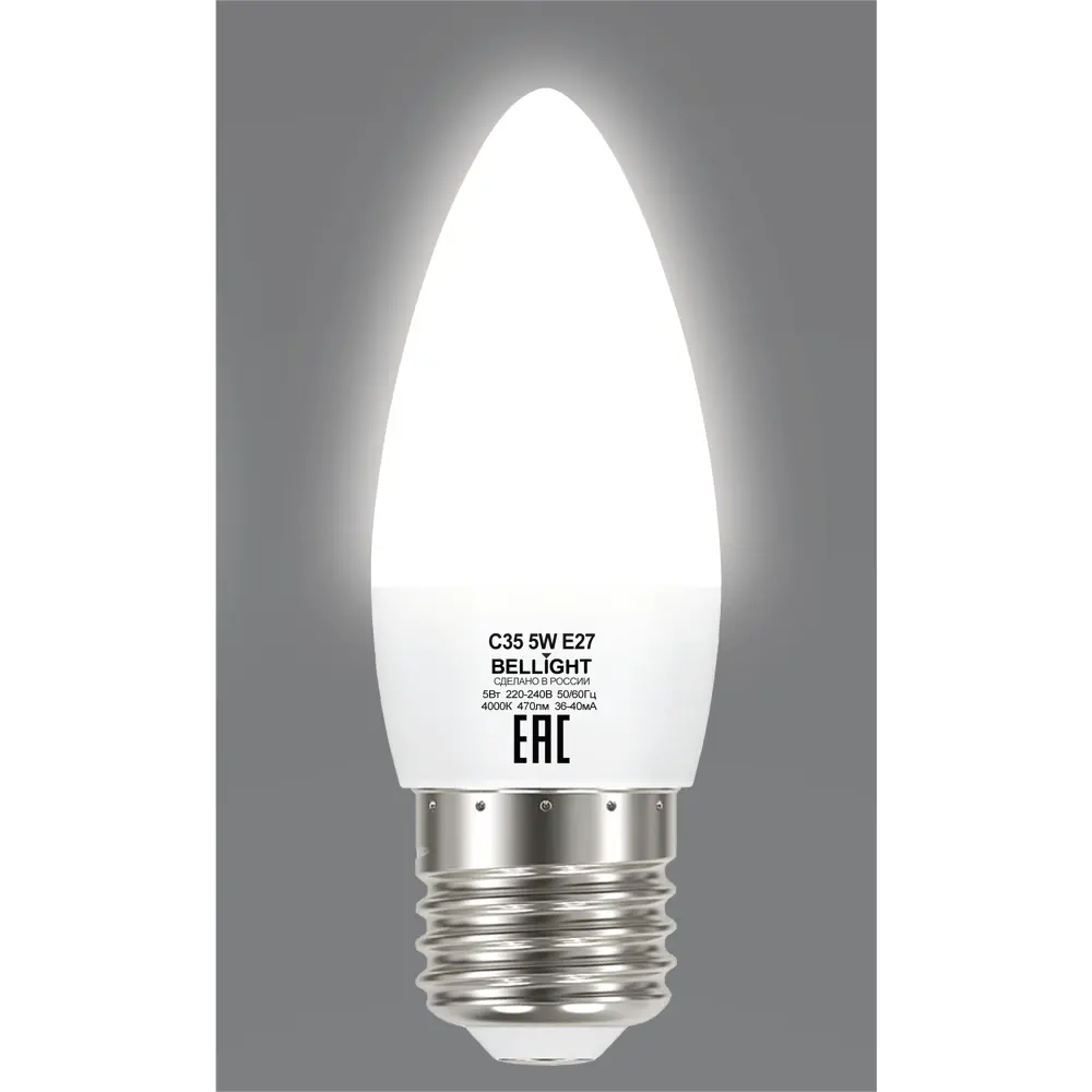 BELLIGHT Светодиодная лампа E27 свеча 5Вт теплый белый свет 86170857 STLM-0066654 - Вид №2