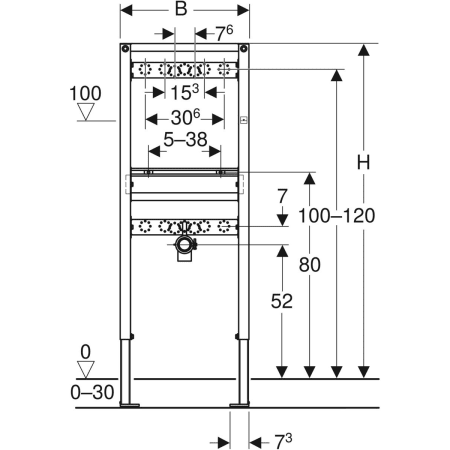 111.452.00.2 Инсталляция Geberit Duofix для раковины, 130 см, настенный смеситель наружного монтажа Geberit  - Вид №2