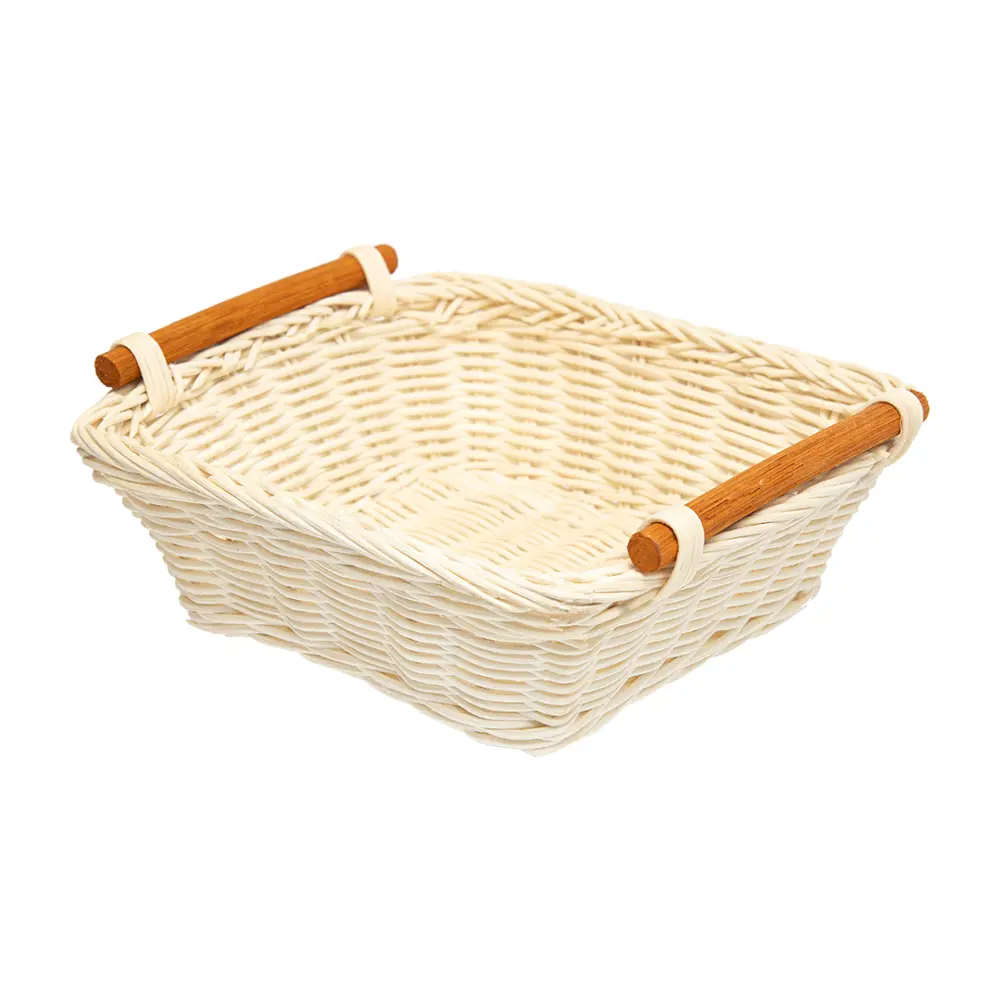 Корзина настольная с ручками 20x8.5x20 см цвет белый ротанг 86255612 STLM-2075193 Santreyd 