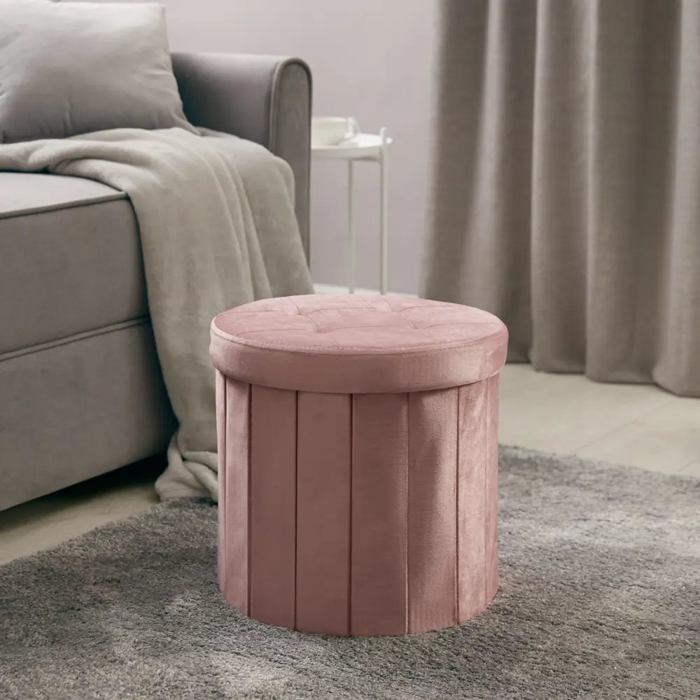 Пуф складной с нишей ø 38 см цвет розовый DREAM RIVER STLM-2039589 - Вид №4