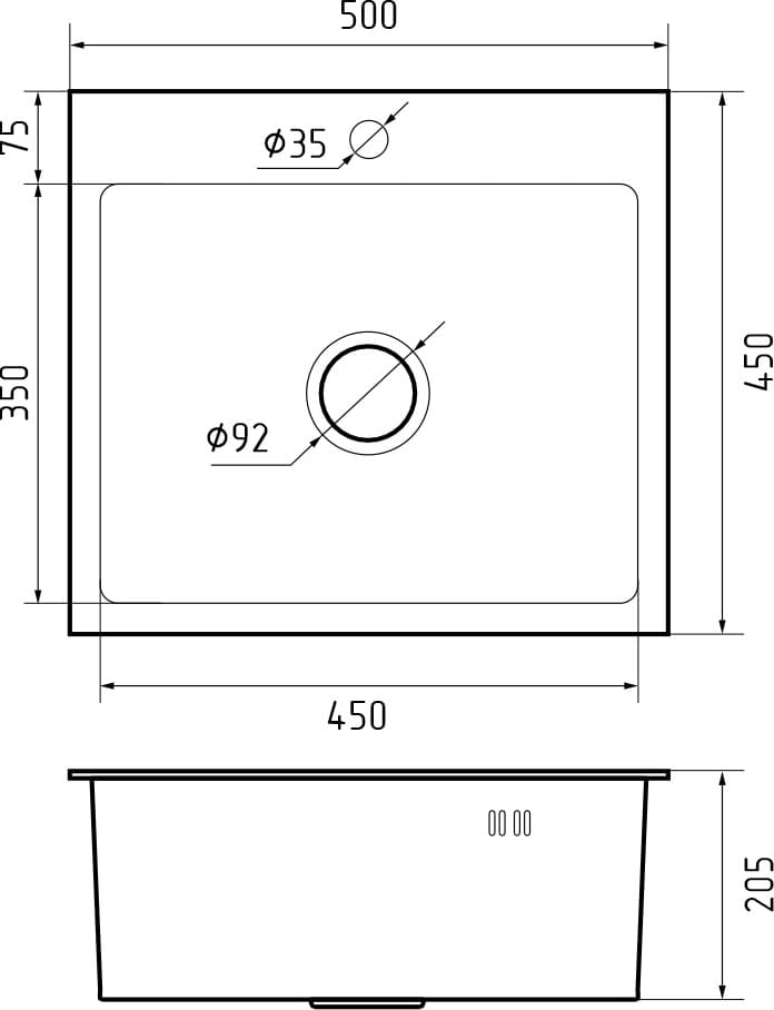 Кухонная мойка 5045 GRANFEST METAL - Вид №1