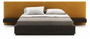 Laskasas Двуспальная кровать из дерева с мягким изголовьем