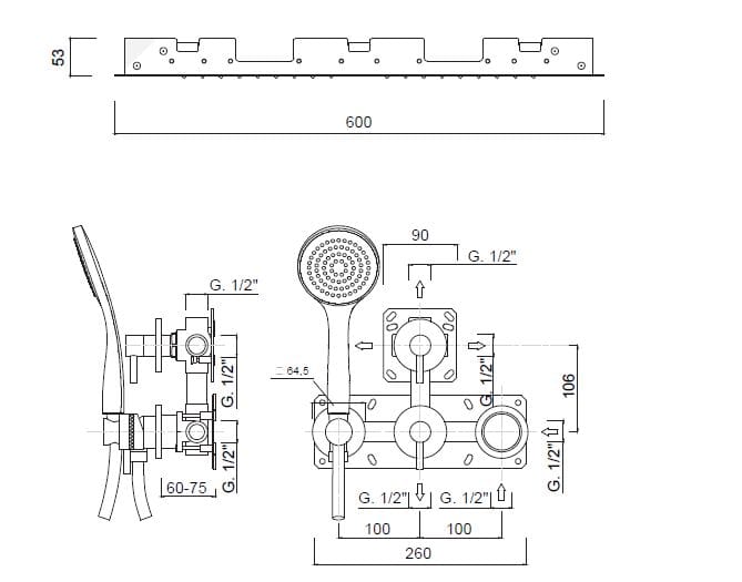 Набор для душа с ручным душем Rubinetteria Giulini MyRing Deluxe ARCH-00149314 - Вид №2