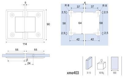 Metalglas Bonomi Петля замак для душевого бокса  B-402  - Вид №2