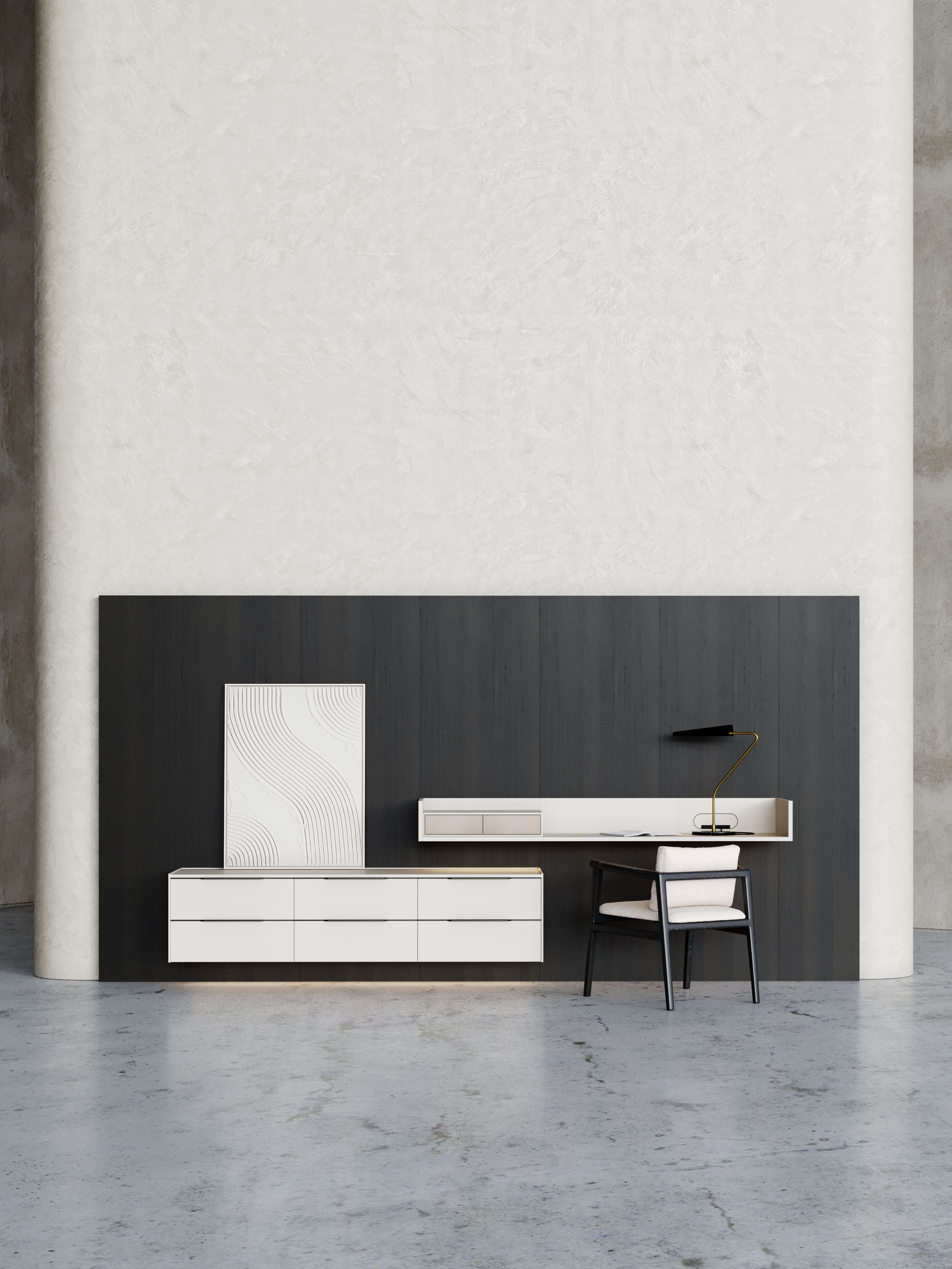 Оборудованный настенный деревянный шпон с письменным столом Stylish Club Landform ARCH-00009283 - Вид №3