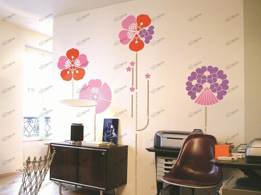 Moustache Клейкое виниловое украшение с цветочными мотивами sun-id-1346425