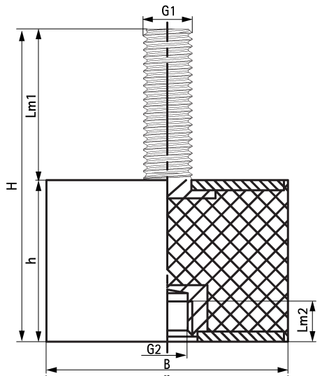 2801501170 VibraTek® SB-MF Silentblock a rubber silentblock with an external and internal thread walraven  - Вид №1