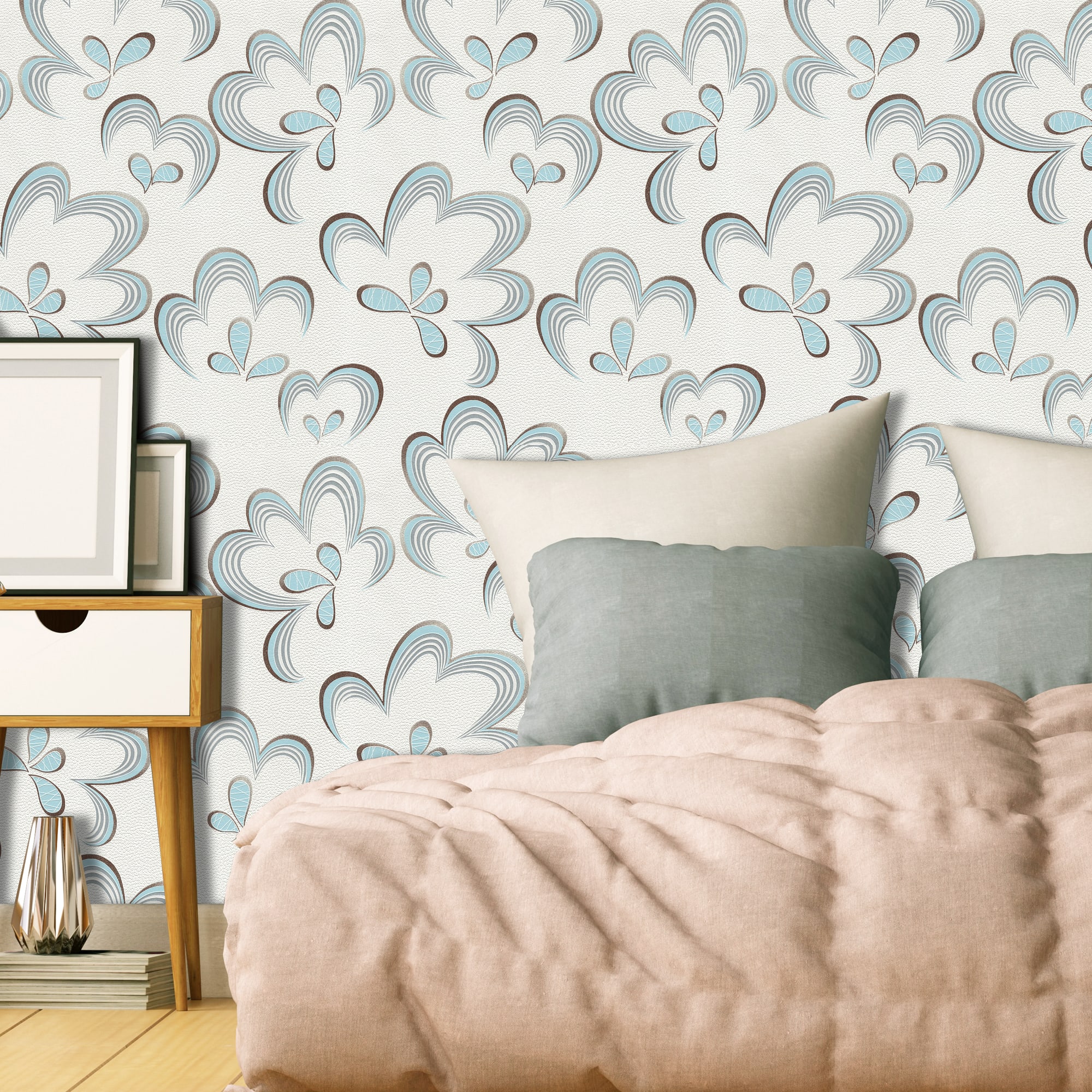 82399695 Обои виниловые белые 0.53 м 0002-4 Цветы Santreyd  - Вид №2