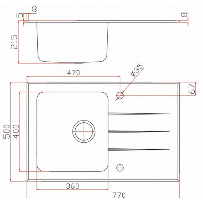 Zorg GL 5077 Black Мойка кухонная прямоугольная Zorg  - Вид №2