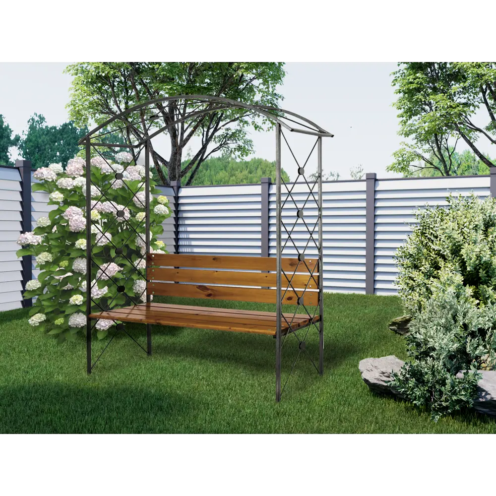 Скамья садовая Эльма с аркой сталь/дерево коричневый 84382228 STLM-2130079 Santreyd  - Вид №3
