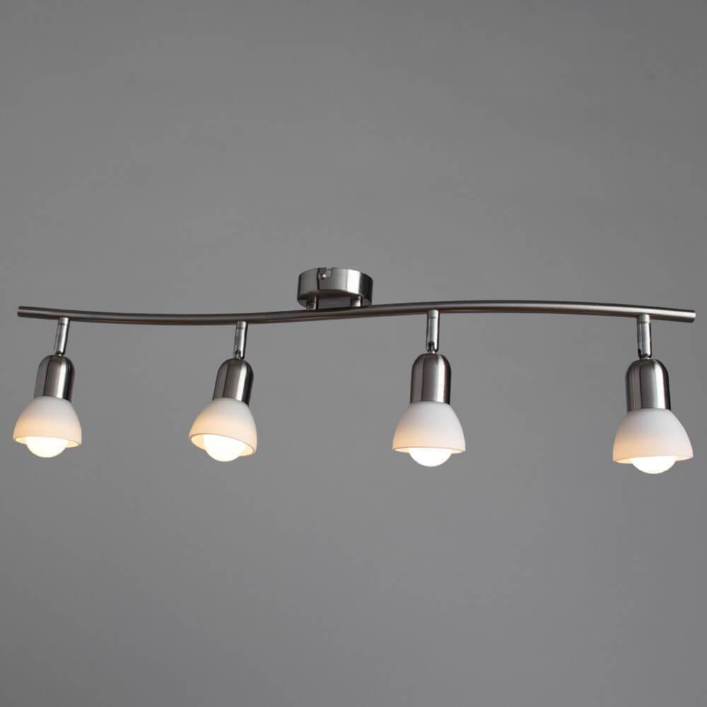 Спот потолочный с белыми плафонами серебристый Arte Lamp A3115PL-4SS ARTE LAMP A3115 00-3924044 Белый;серебро  - Вид №1
