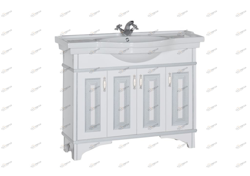 Тумба с раковиной Aquanet Валенса 110 белый краколет/серебро 0018014800172466