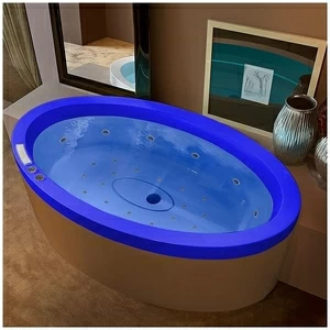 Ванна GRUPPO TREESSE Eos 190 AWA-V849N-SI синяя с гидромассажем аэромассажем и дезинфекцией овальная