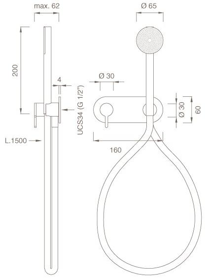 Ceadesign Настенный смеситель для ванны / душа с ручным душем Innovo Inv 52y - Вид №1