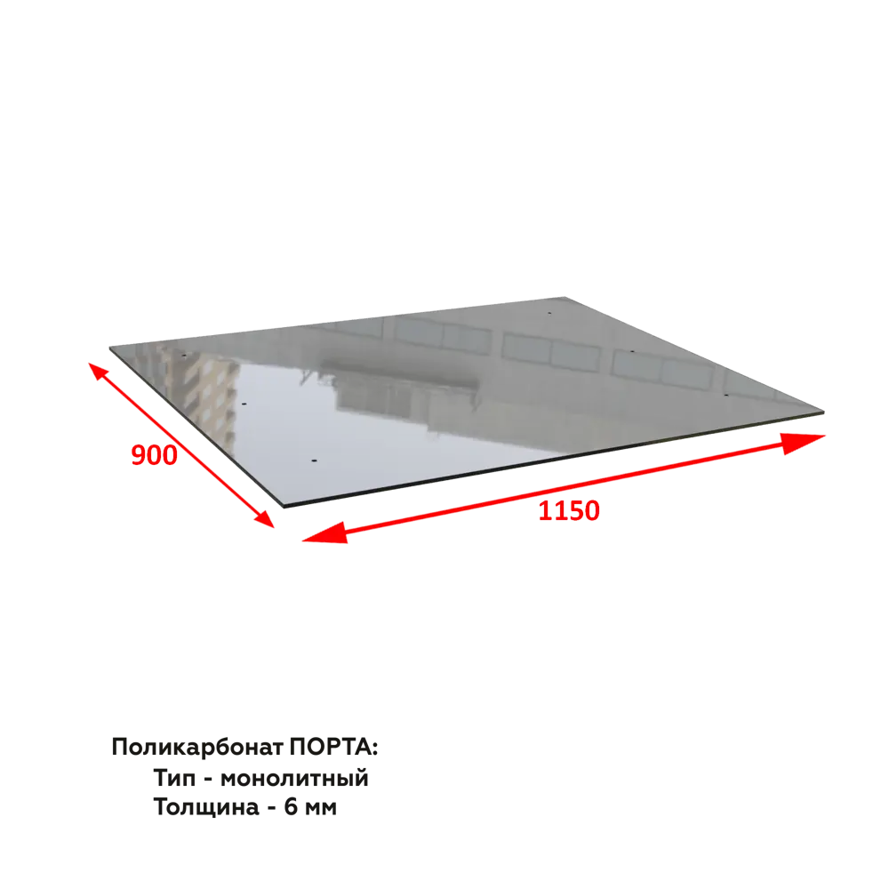 Поликарбонат Порта 1150x900x6 мм графит 88922748 STLM-2140059 Santreyd  - Вид №1