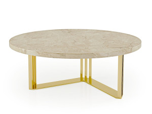 Мраморный круглый низкий журнальный столик
