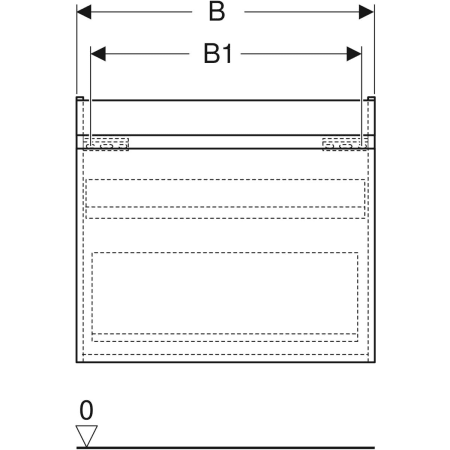 501.904.01.1 Шкафчик для раковины Geberit Renova Plan, с одним выдвижным ящиком и одним внутренним выдвижным ящиком Geberit  - Вид №3