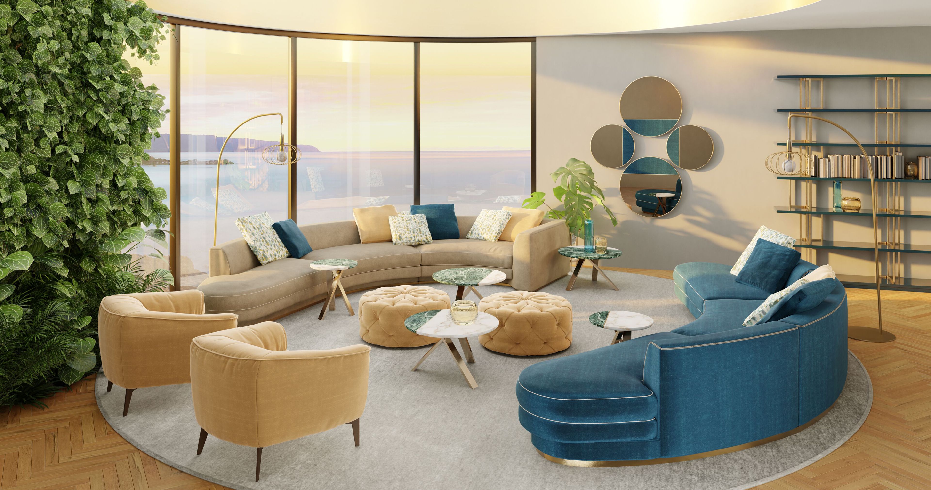 Кожаный изогнутый диван Borzalino Franklin ARCH-00020310 - Вид №5