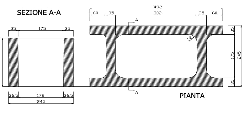 Бетонный полый опалубочный блок Gallotta Монокамера ARCH-00075560 - Вид №2