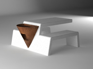 Стол для общественных мест со встроенными скамейками