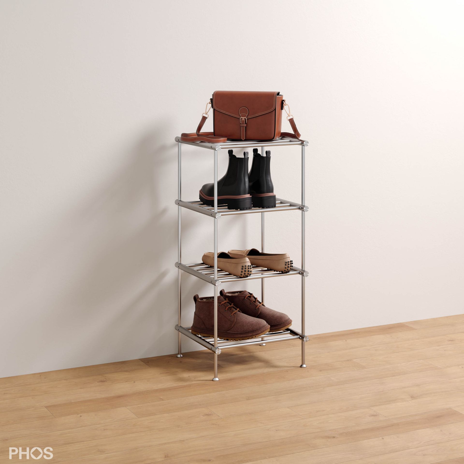 SR300-4 Полка для обуви узкая и высокая, 4 уровня, ширина 30 см. PHOS 