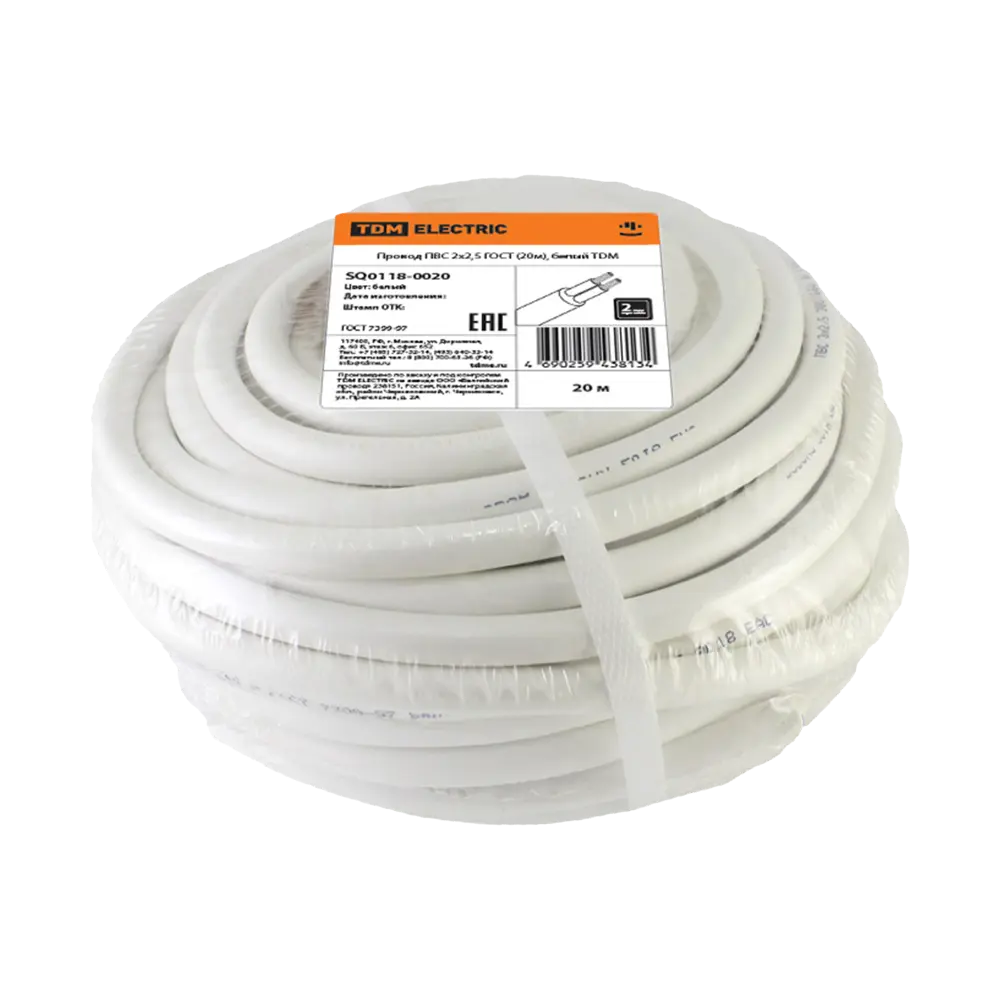 Провод Tdm Electric ПВС 2x2.5 20 м ГОСТ цвет серый STLM-2100645 - Вид №1