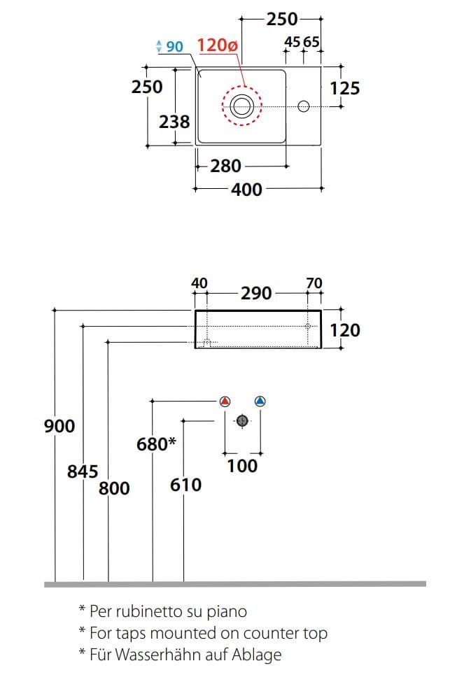 Керамическая прямоугольная одиночная раковина Ceramica Globo плиты ARCH-00062708 - Вид №2