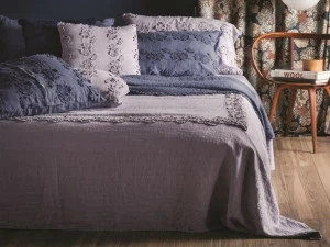 LA FABBRICA DEL LINO Простое льняное покрывало с вышивкой Decor