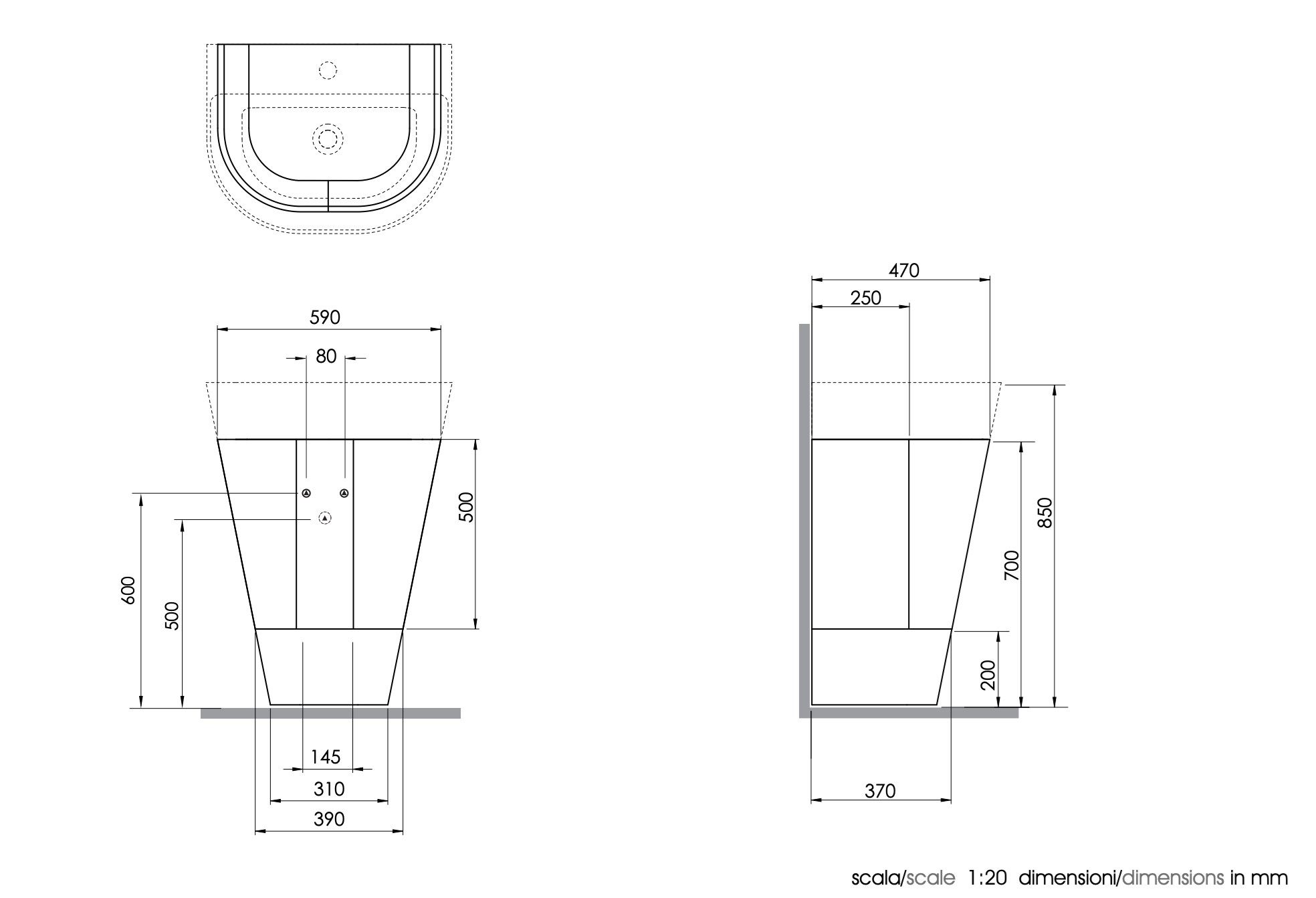 Напольный умывальник Azzurra Ceramica форма ARCH-00022640 - Вид №3