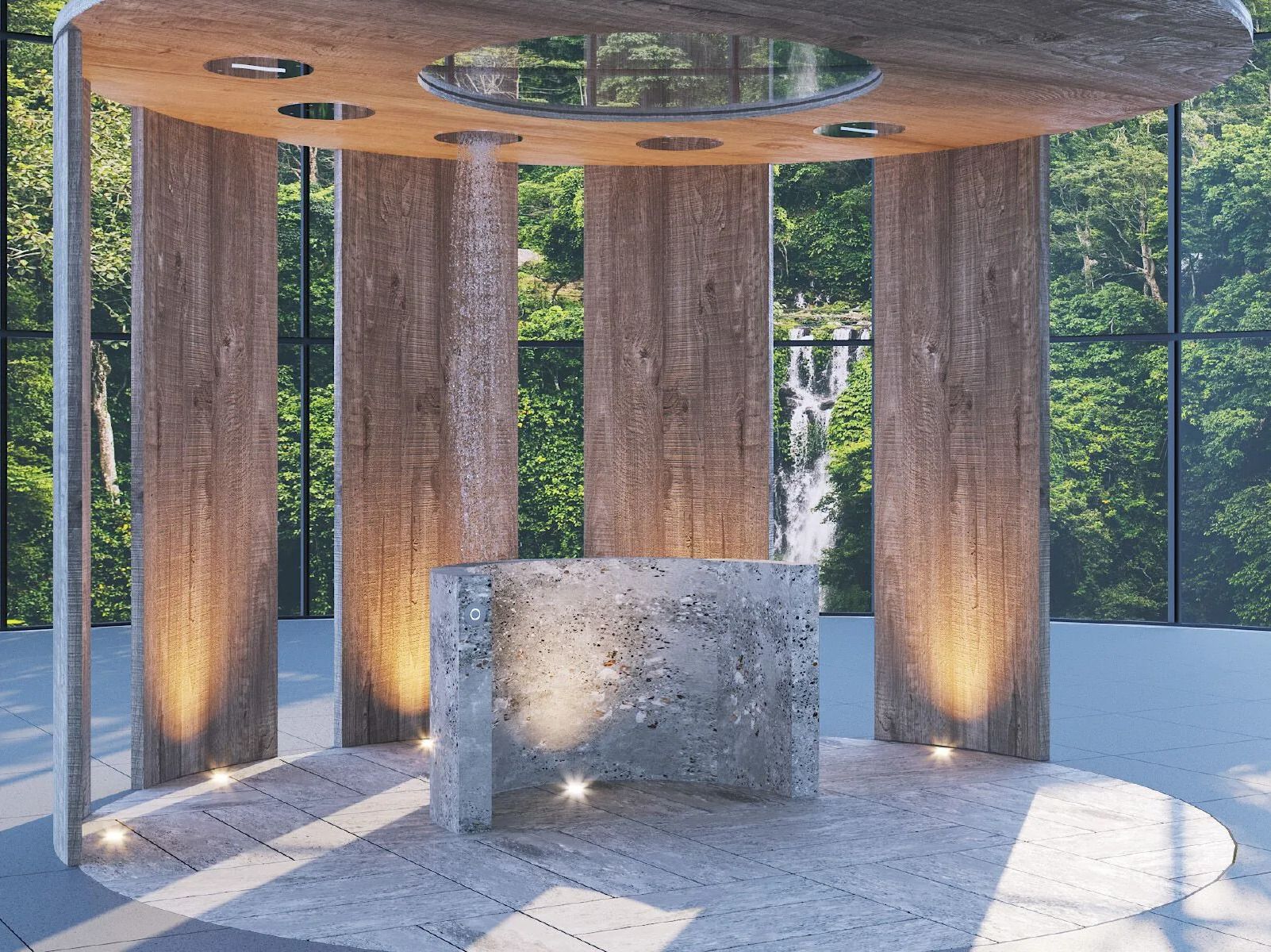 Эмоциональный туннель с 5 круглыми головками Aquademy Shower Path ARCH-00060249