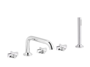 Набор для ванны с 5 отверстиями из хромированной латуни с ручным душем