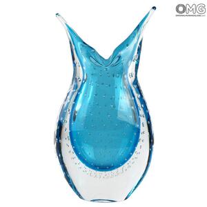 4312 ORIGINALMURANOGLASS Ваза Ласточка - синяя - соммерсо балетон - муранское стекло OMG 14 см