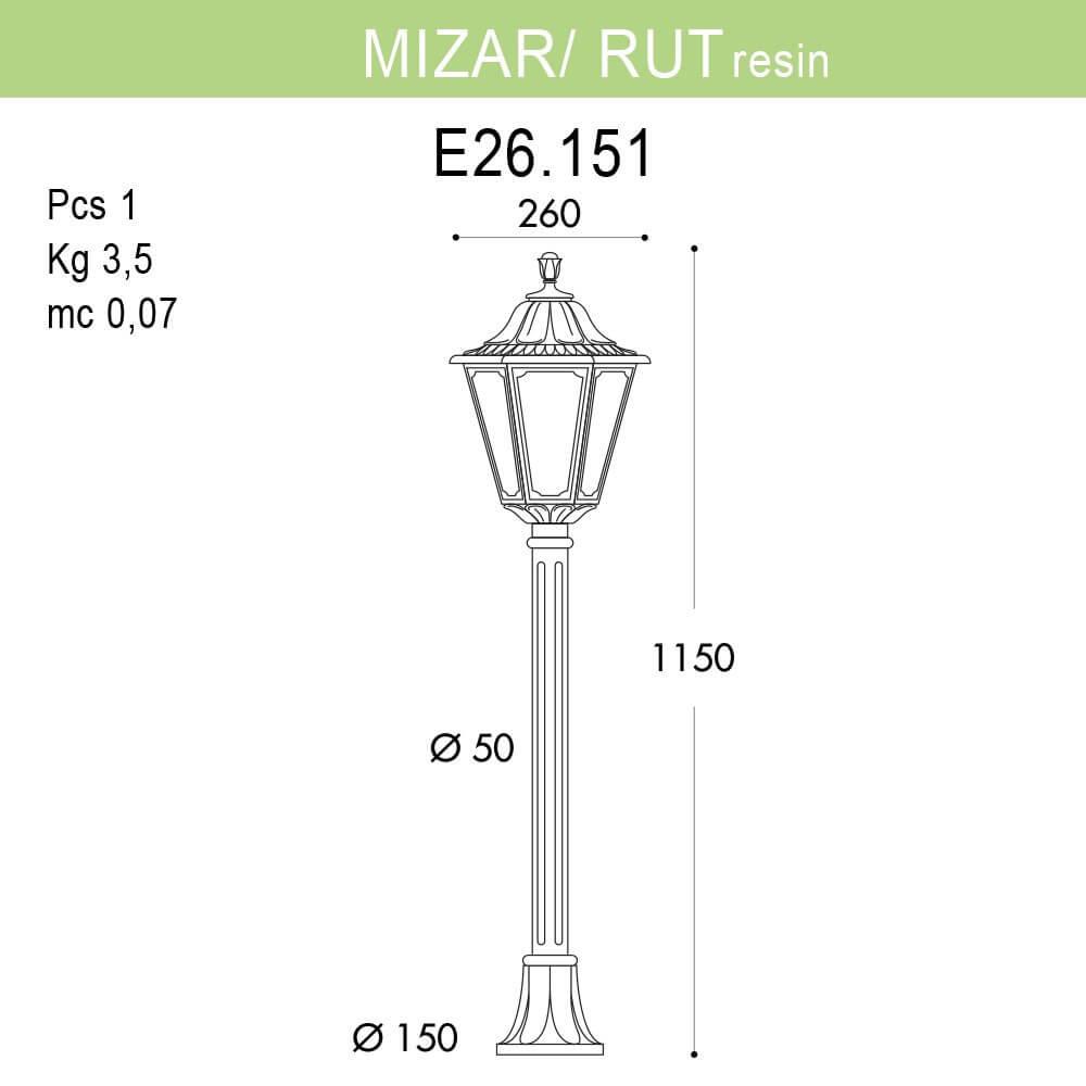 Уличный светильник Fumagalli Mizarr/Rut E26.151.000.AXF1R FUMAGALLI ФОНАРЬ 273205 Черный  - Вид №1
