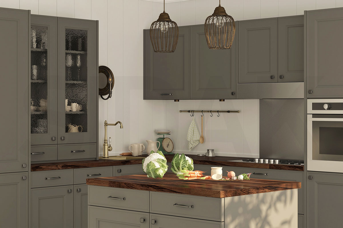 Фасады для кухни Модерн Фрезеровка «Николь» 702 Голубой SIDAK SIST2889-6386 - Вид №1