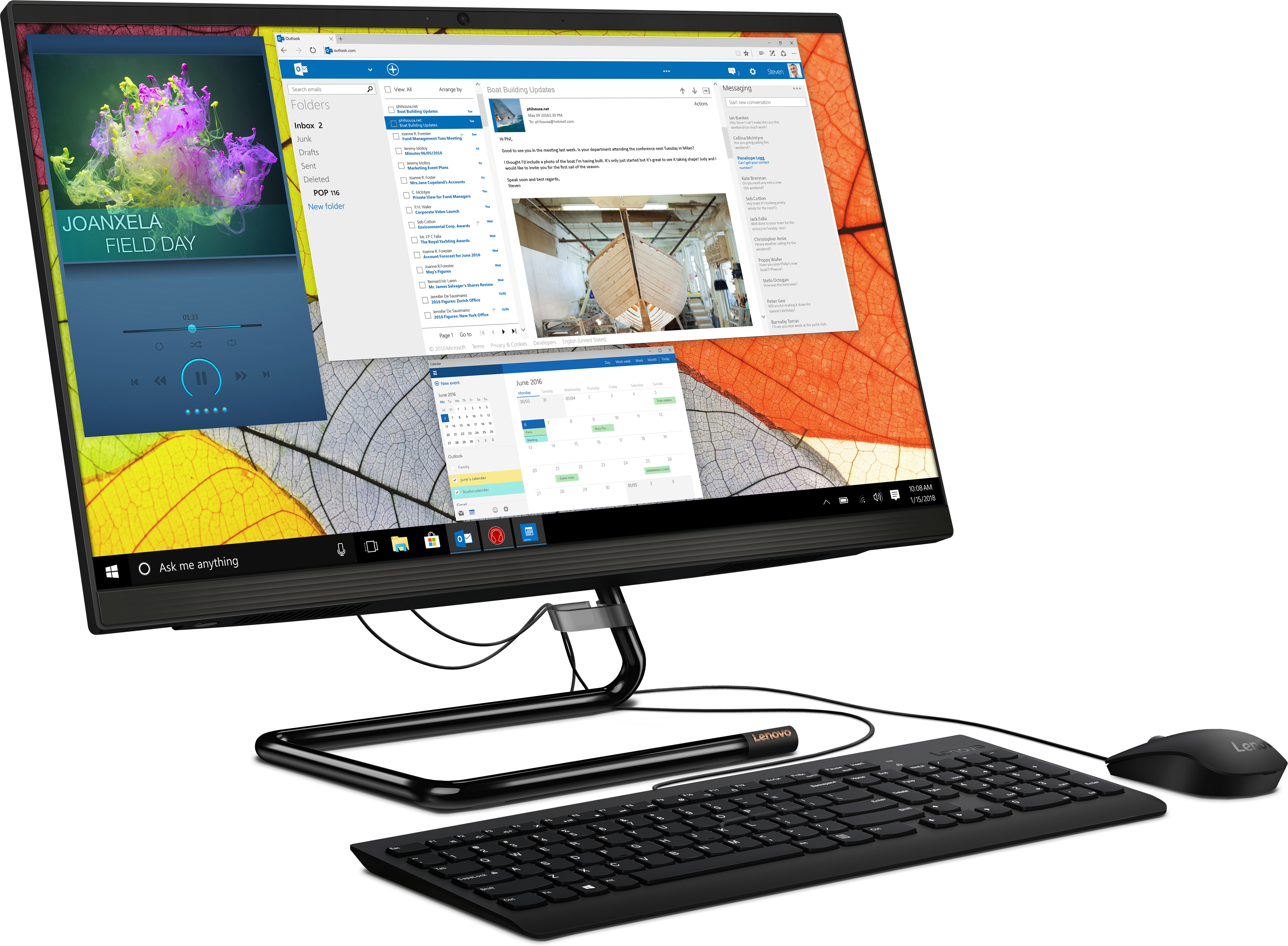 F0EW002CRK ideacentre aio 3 24are05 23.8"(1920x1080)/amd ryzen 3 4300u(2.7ghz)/4096mb/256ssdgb/dvdrw/int:amd radeon/bt/wifi/war 1y/6kg/black/w10 + keyboard, mouse usb Lenovo Santreyd  - Вид №2