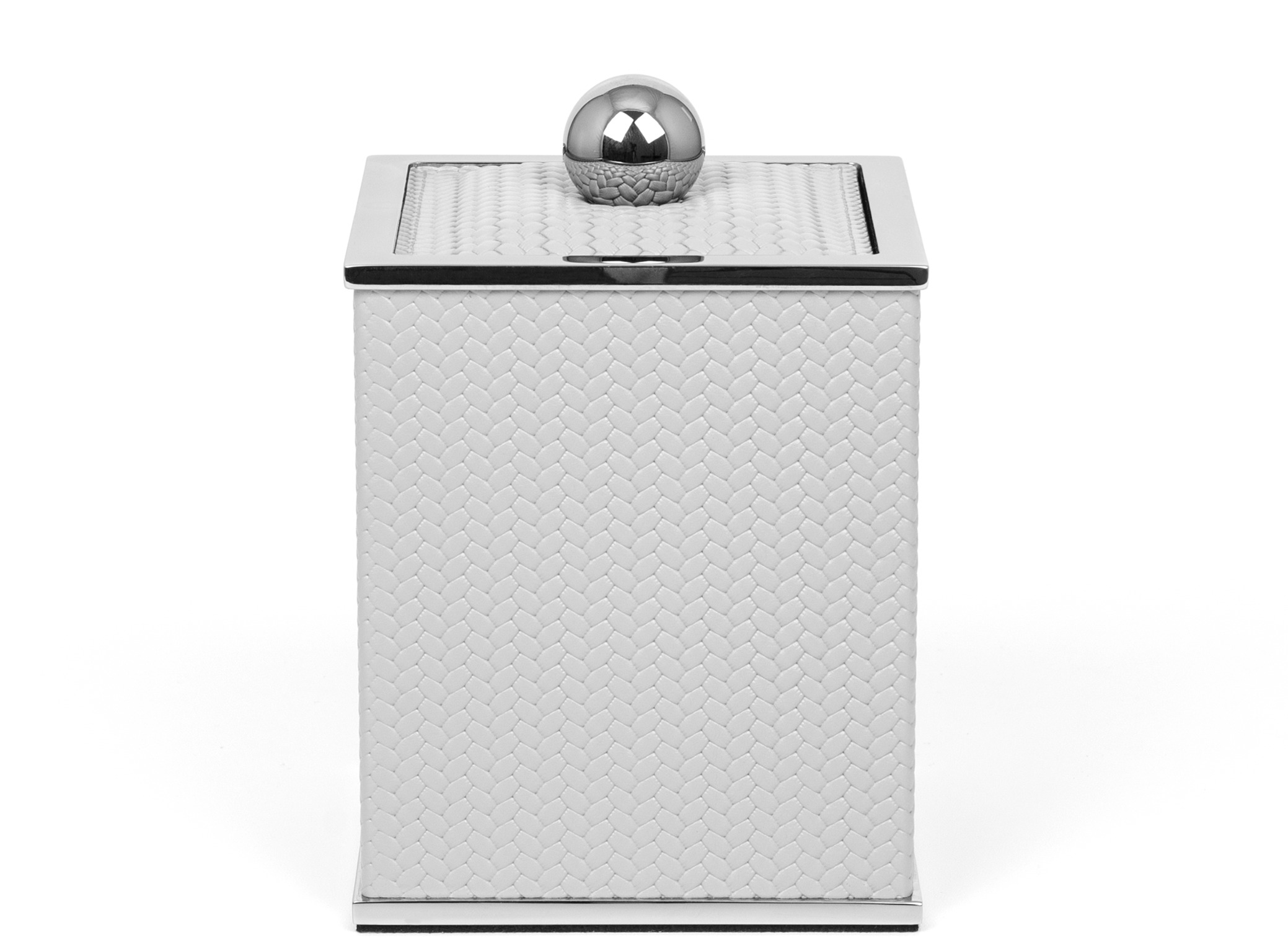 Держатель для ватных дисков Olimpia Square Square - 10,5X10,5XH15 см / металл-хром / тканая кожа_верблюжий