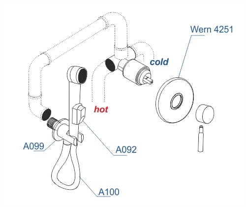 A04200 Встраиваемый комплект для биде со шлангом 150 см WasserKRAFT  - Вид №1