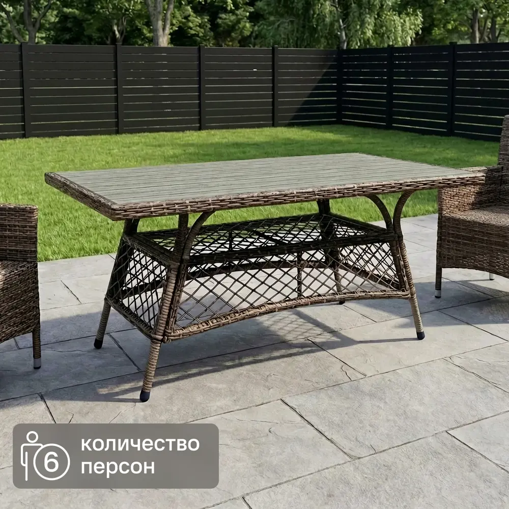 Садовый стол нераздвижной складной Antony 160x85x72 см искусственный ротанг серый 89407080 STLM-2174524 Santreyd