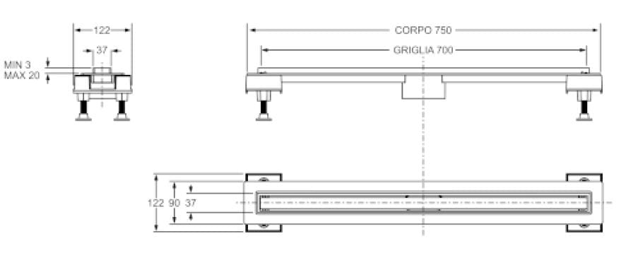Слив для душа из нержавеющей стали Bonomini Canalissima ARCH-00050094 - Вид №2
