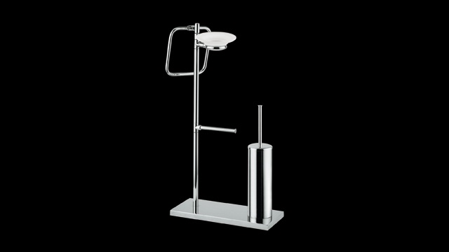 TE635 Стойка напольная с полотенцедержателями кольцом, мыльницей из матового стекла, бумагодержателем и ёршиком, h 74 см. bagno&associati Complementi Bagno & Associati