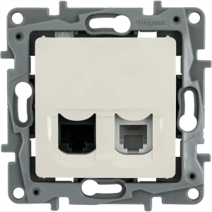 Розетка компьютерная Legrand Etika двойная RJ11+RJ45 для сети и телефона 82496479
