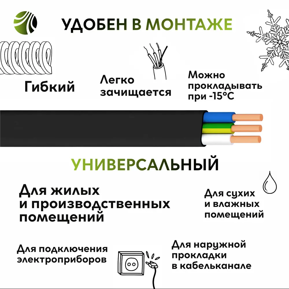 Кабель Ореол ВВГпнг(A)-LS 3x2.5 50 м ГОСТ 14425923 STLM-2076980  - Вид №2