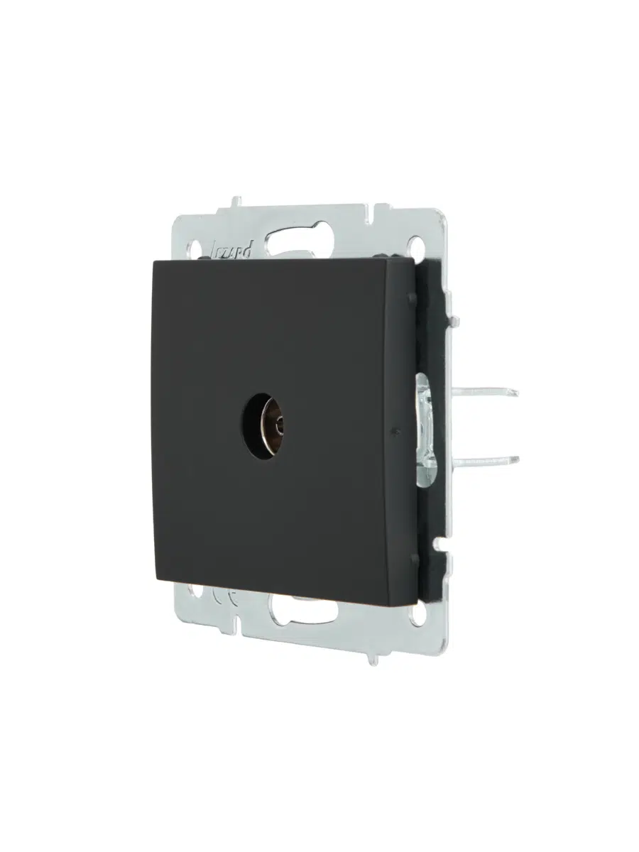 RAIN Розетка ТВ проходная без рамки черный LEZARD 703-4288-129