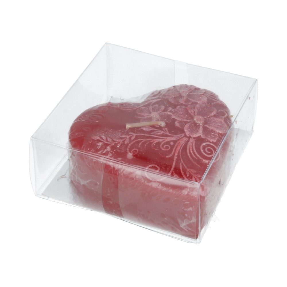 0495 Свеча Сердце 9 x 8 см 16 г Цветочное рубиновое Омский Свечной 