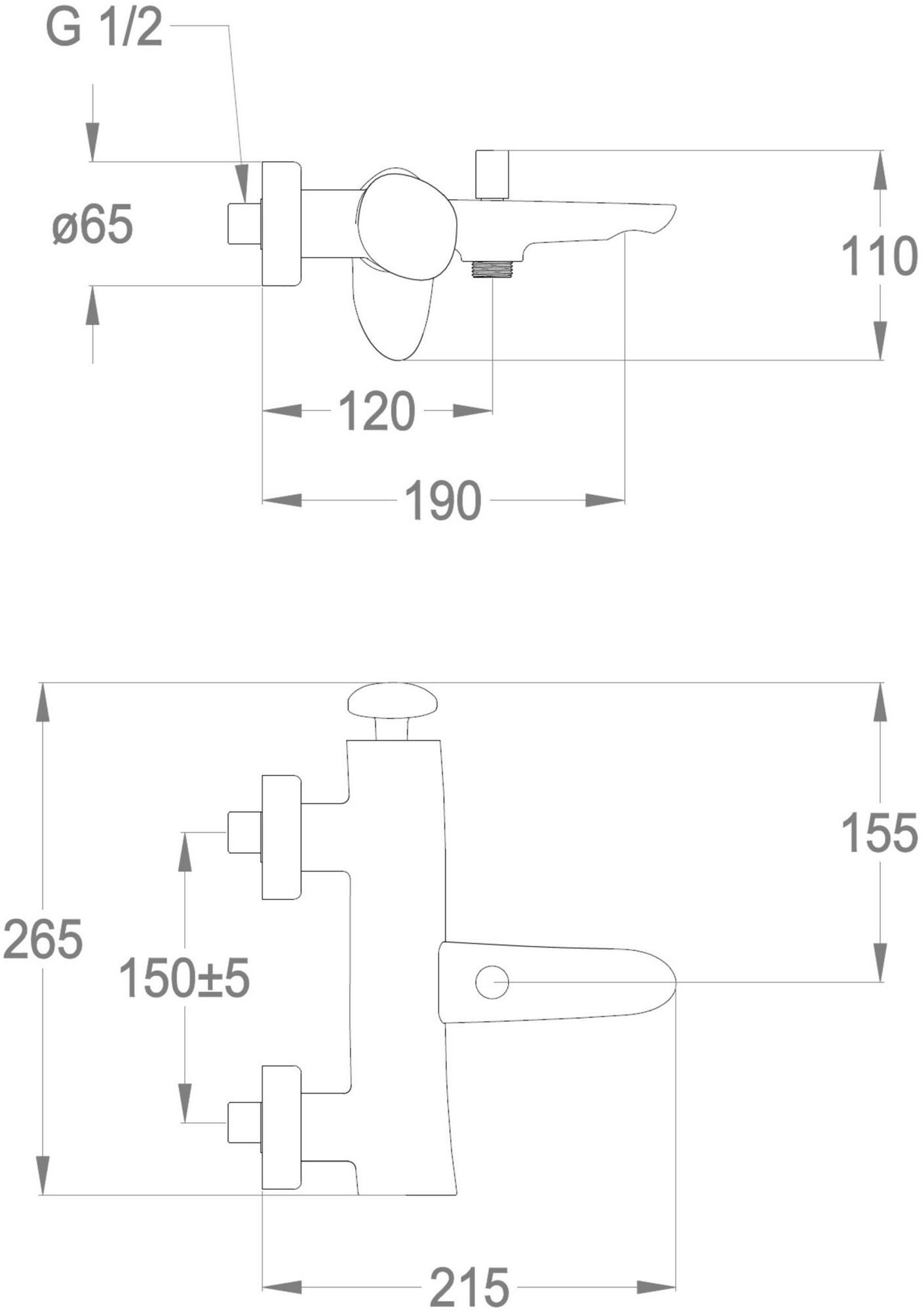 Fir Italia Смеситель для ванны наружный настенный из латуни Synergy open 93 9334000 - Вид №1